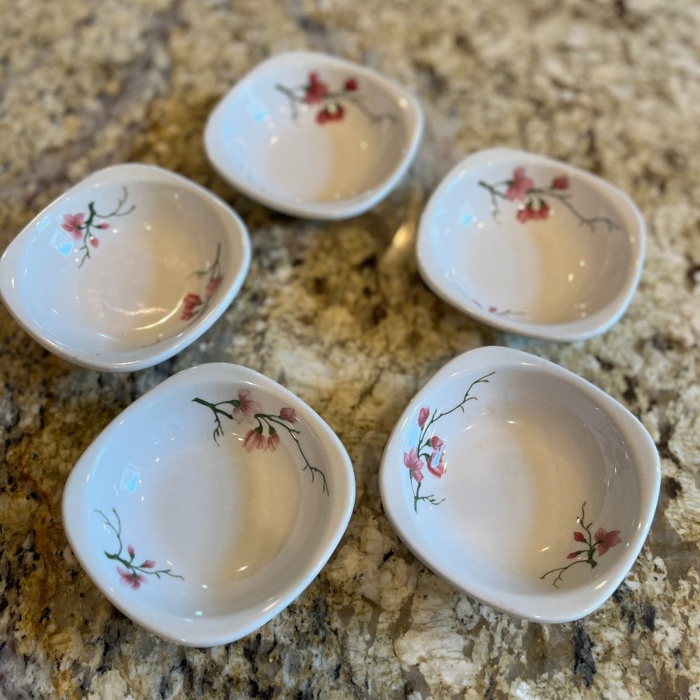5 Vintage 1970 Syracuse China Berry/Desert Bowls Cherry Blossom Design